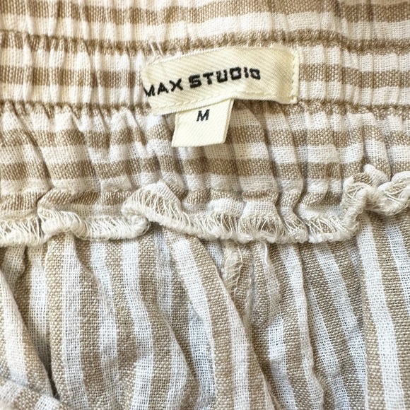 Max Studio linen blend elastic waist wide leg pants  medium beach lightweight - Picture 3 of 4